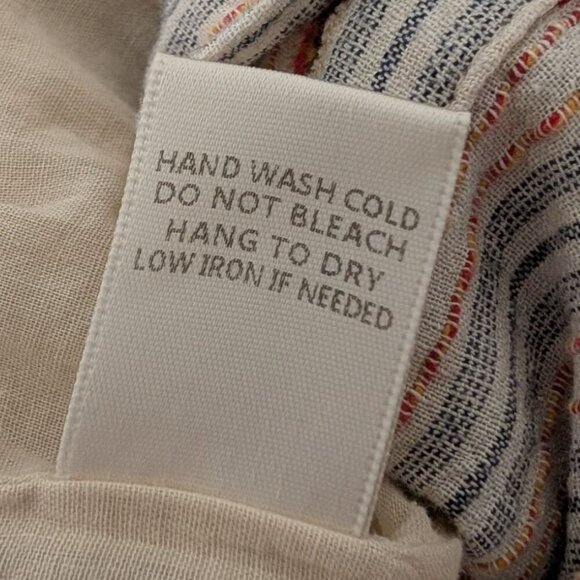 Skies are Blue Stripe Jumpsuit Womens Size Medium Blue Cotton Linen Wide Leg - Picture 8 of 13